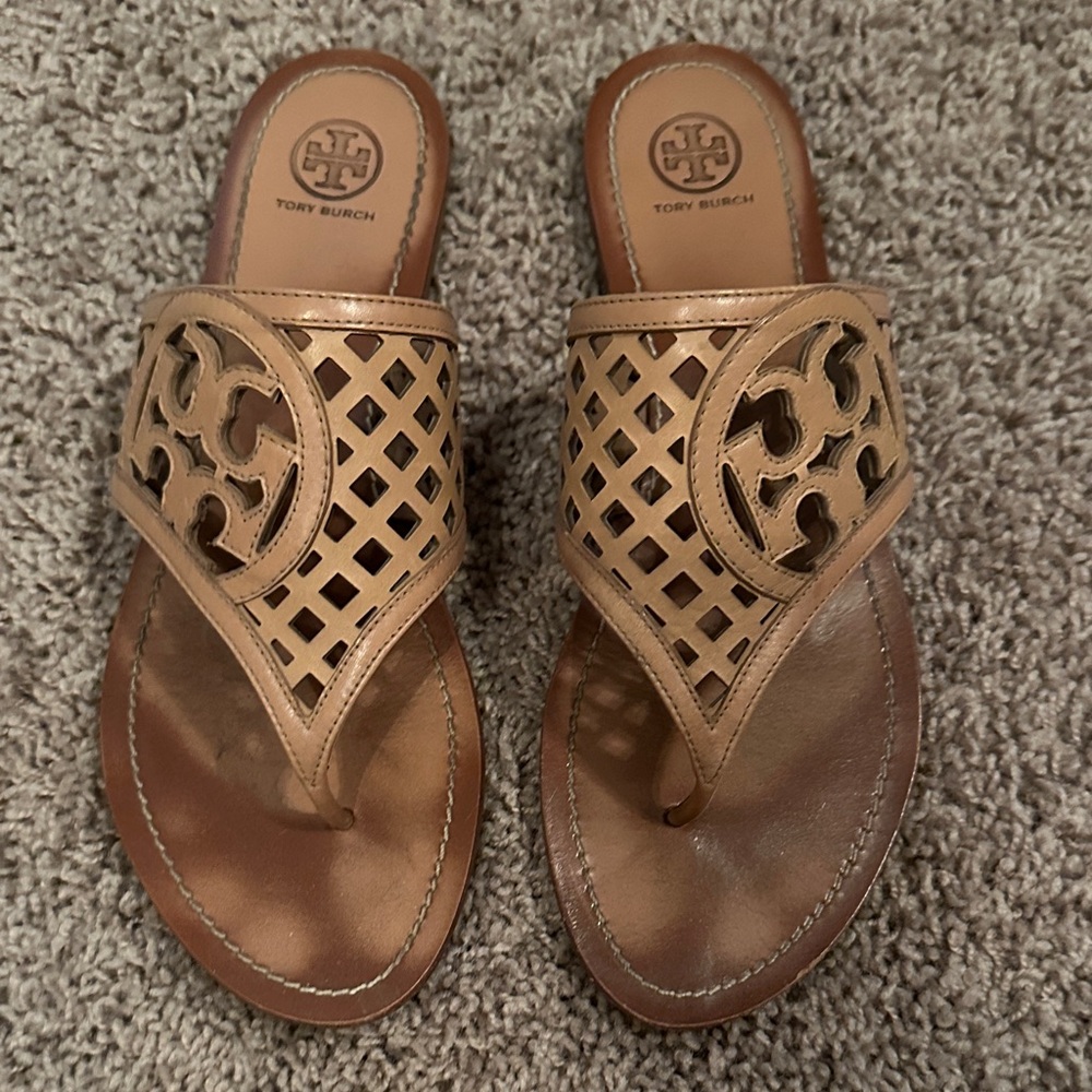 Tory Burch Lattice Tan Sandals